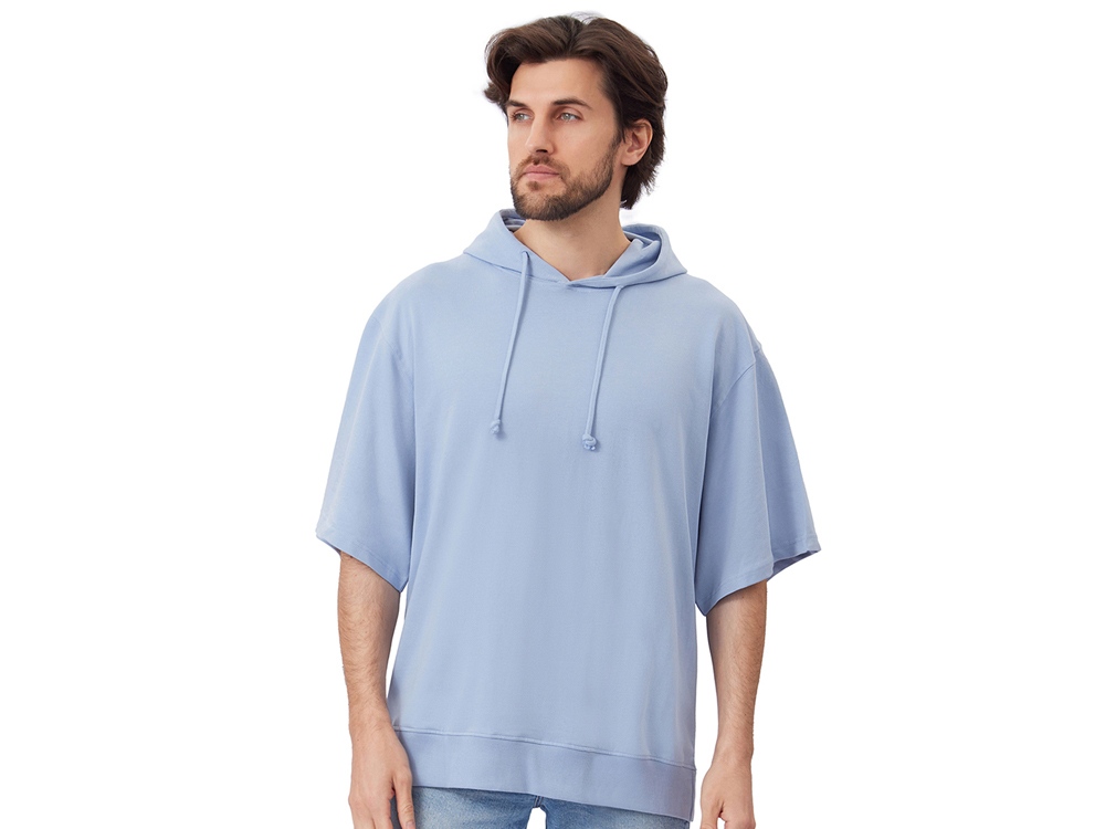 Худи оверсайз с коротким рукавом Warsaw унисекс, небесно-голубой-1