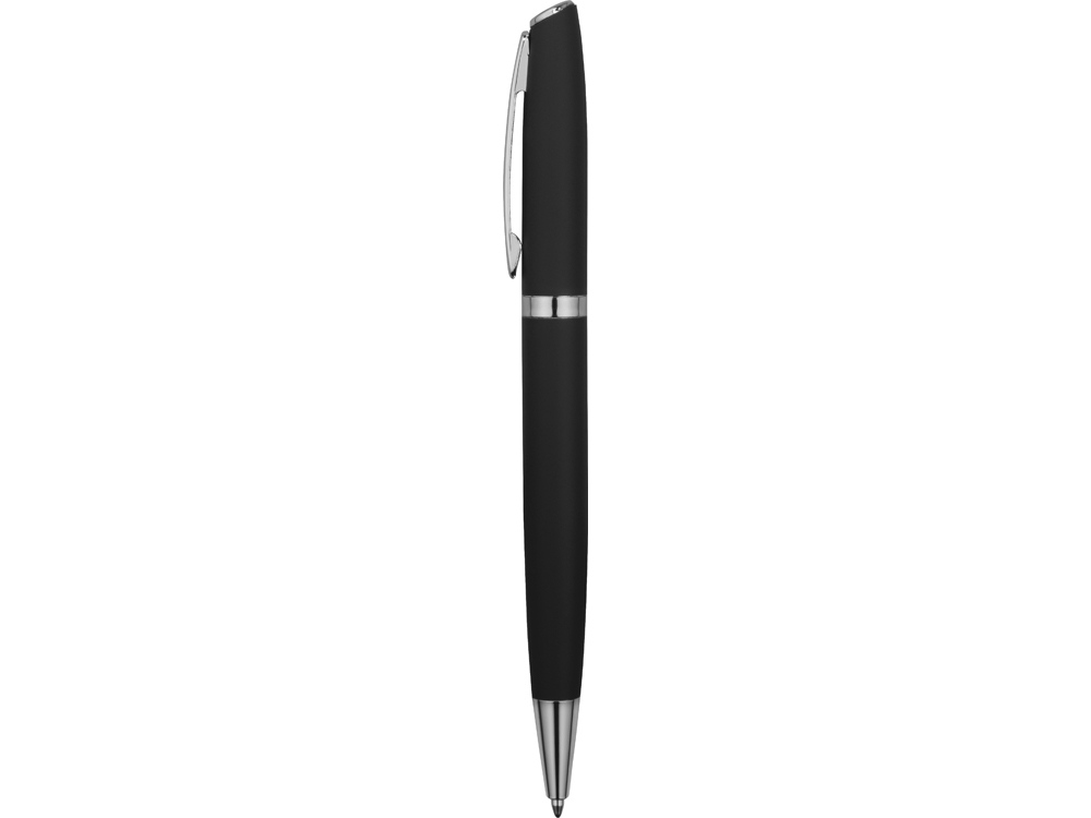 Ручка металлическая шариковая Flow soft-touch, черный/серебристый-2