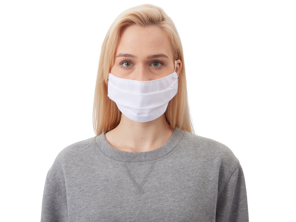 Маска для лица многоразовая для сублимации, размер M-L, белый-3