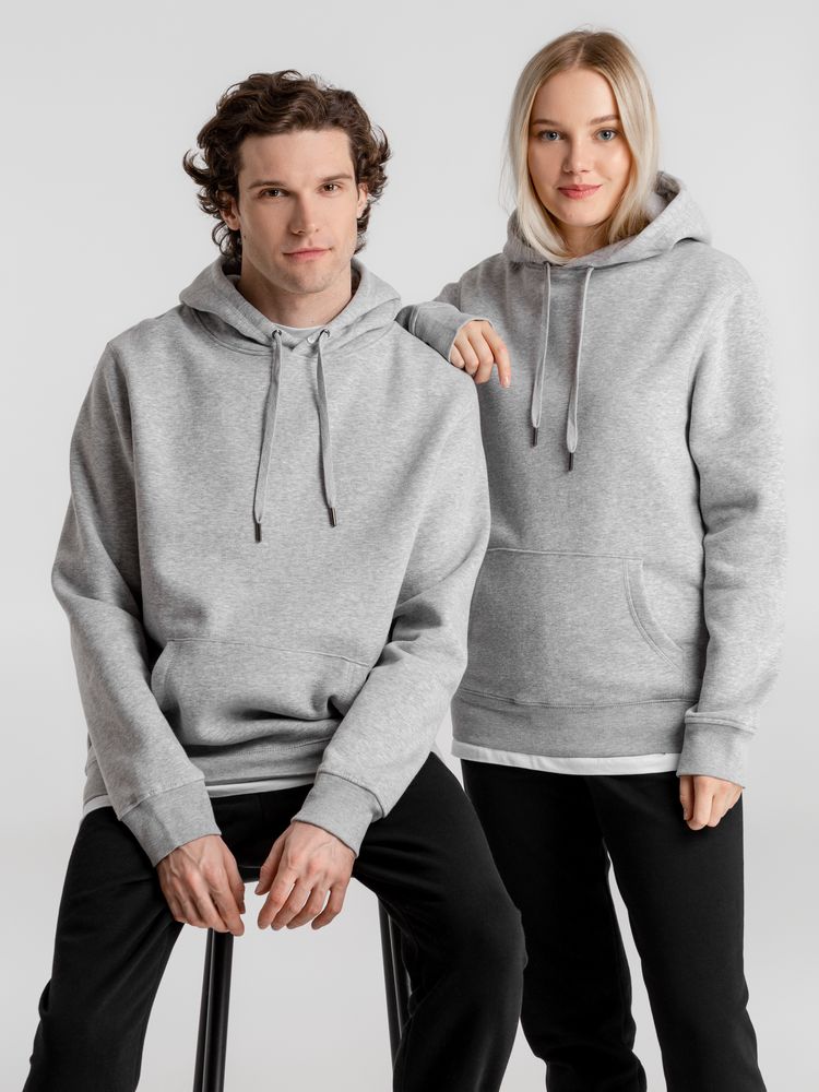 Толстовка с капюшоном унисекс King, серый меланж-5