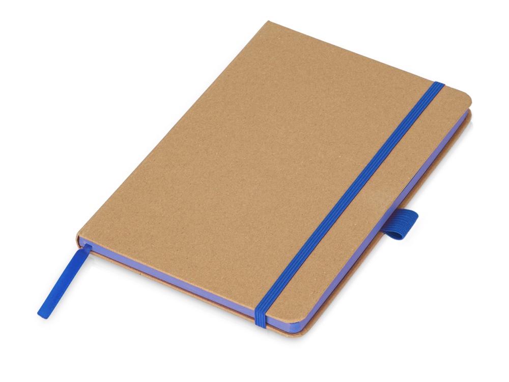 Блокнот A5 Sevilia Color, твердая обложка из крафта, 80 листов, цветной срез и форзац, натуральный/синий-0