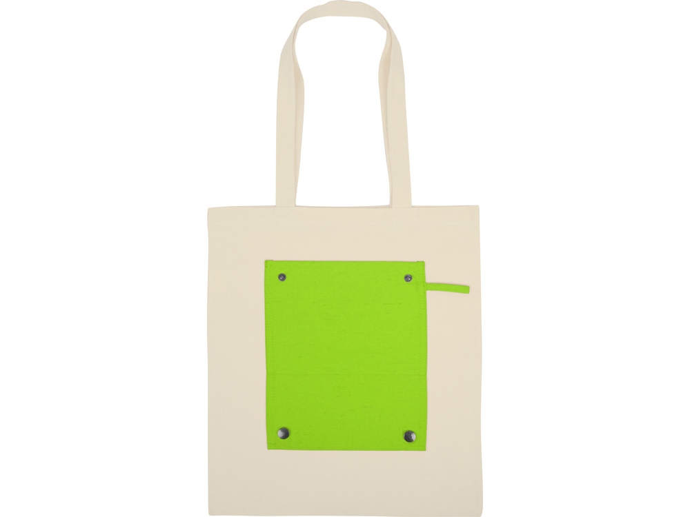 Складная хлопковая сумка для шопинга Gross с карманом, зеленое яблоко-10