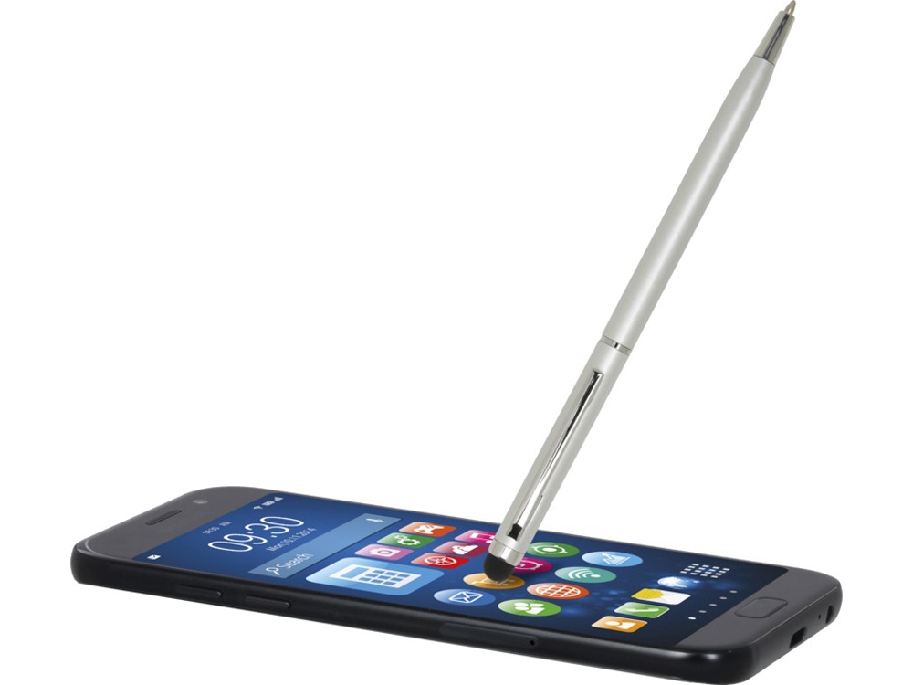 Шариковая ручка Ore алюминиевая со стилусом - Серебряный-3