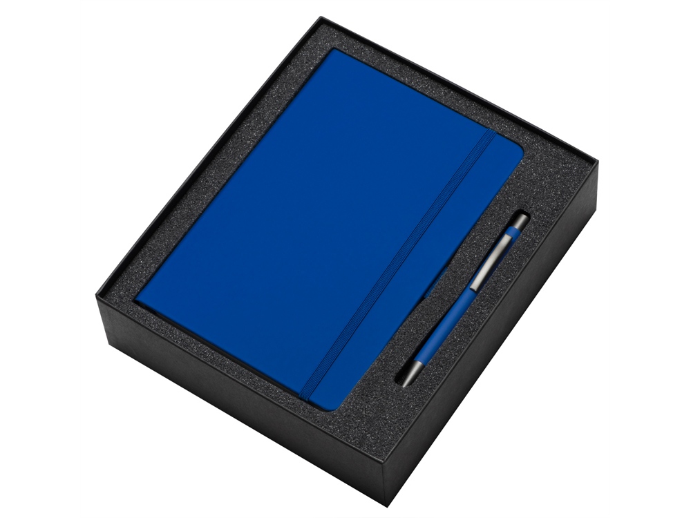 Подарочный набор Vision Pro soft-touch с ручкой и блокнотом А5, синий-1