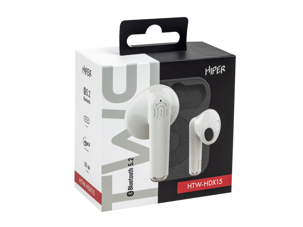 Беспроводные наушники HIPER TWS MP3 (HTW-HDX15), белый-8