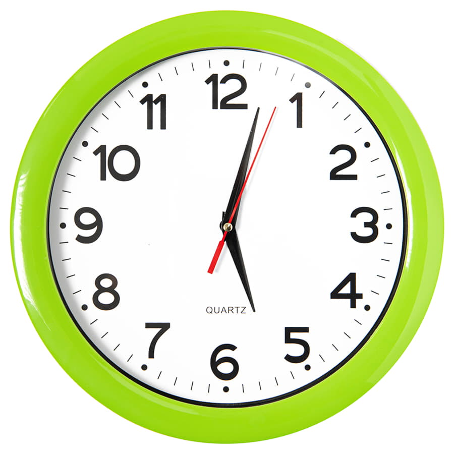 Часы настенные "ПРОМО" разборные ; зеленый яркий,  D28,5 см; пластик, светло-зеленый-1