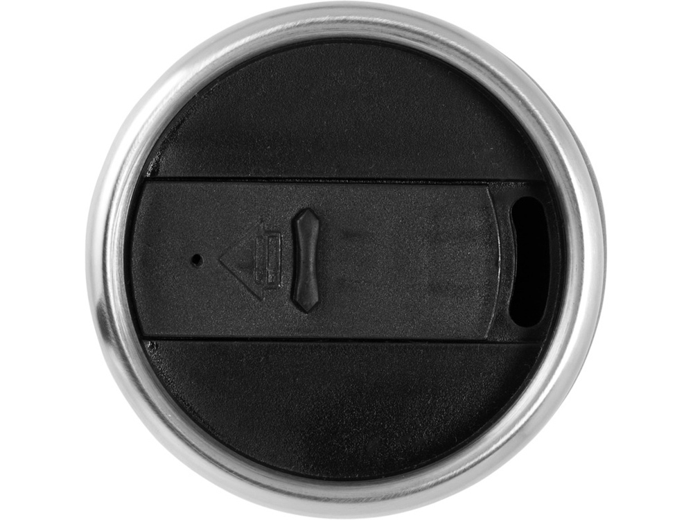 Термостакан Elwood из переработанной нержавеющей стали, 410 мл - Серебристый/Черный-2