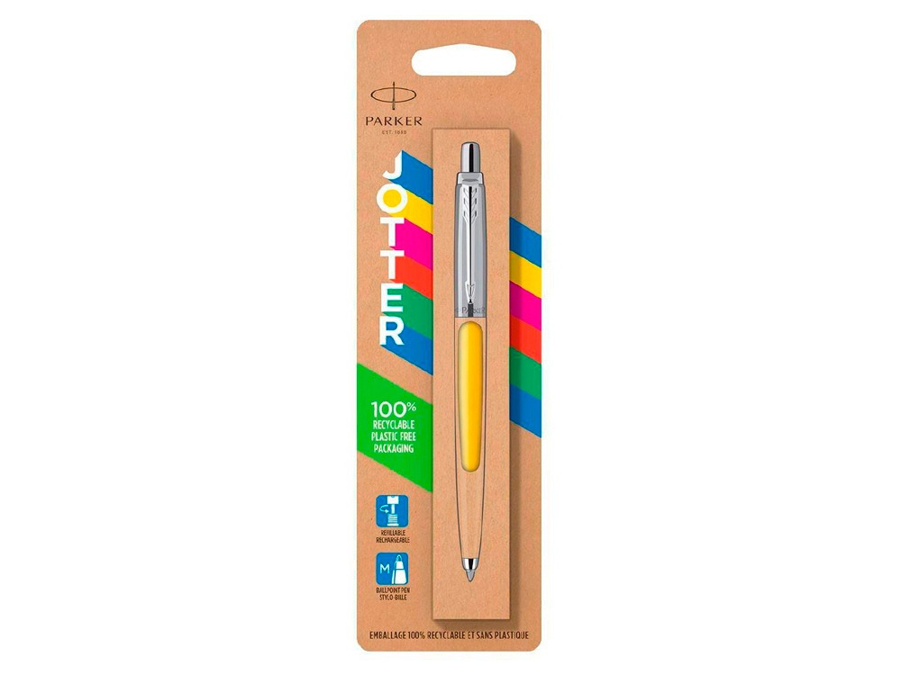 Шариковая ручка Parker Jotter ORIGINALS YELLOW CT, стержень: M blue ЭКО-УПАКОВКА-2