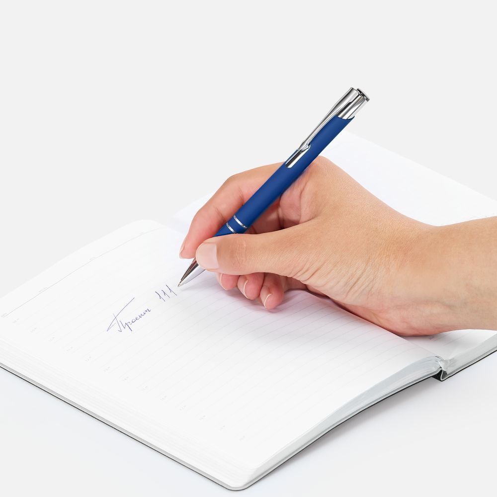 Ручка шариковая Keskus Soft Touch, ярко-синяя-5