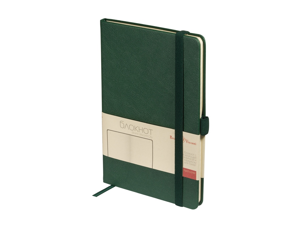 Блокнот А5  City на резинке, зеленый-0