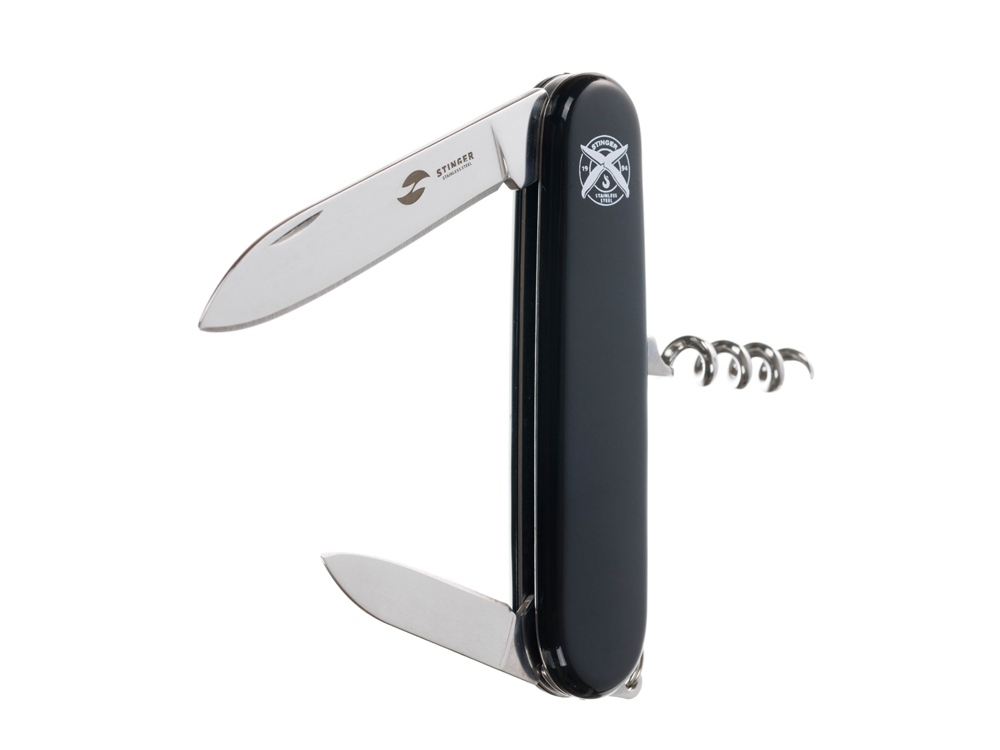 Нож перочинный Stinger, 90 мм, 4 функции, материал рукояти: АБС-пластик (черный)-2