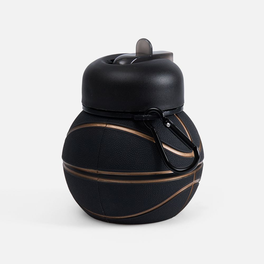 Складная бутылка для воды Basketball Flex, черная-0