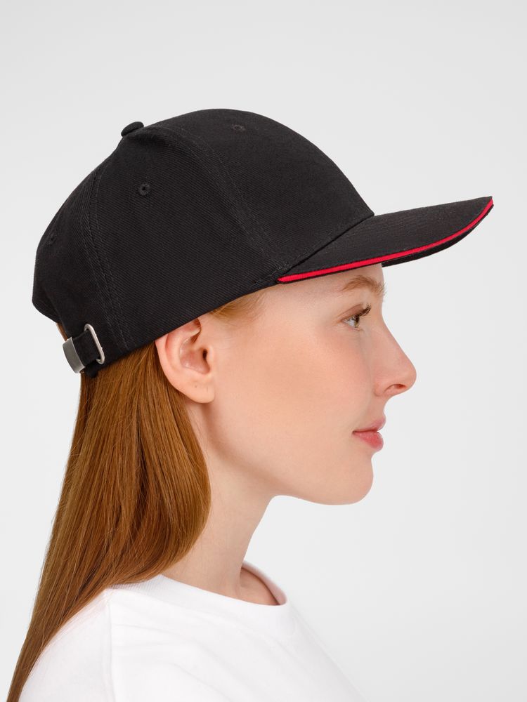 Бейсболка Buffalo, черная с красным-6