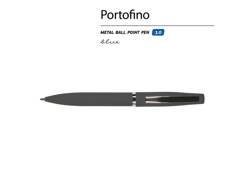 Ручка металлическая шариковая Portofino, софт-тач, 1.0 мм, серый-1