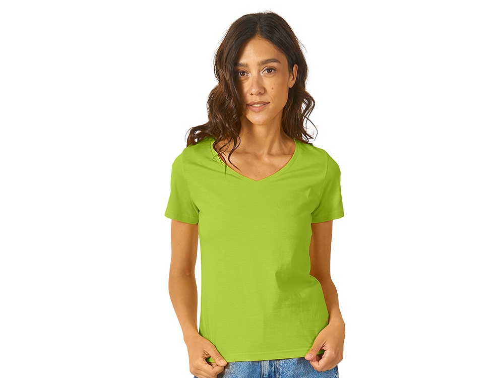 Футболка Heavy Super Club женская с V-образным вырезом, зеленое яблоко-0