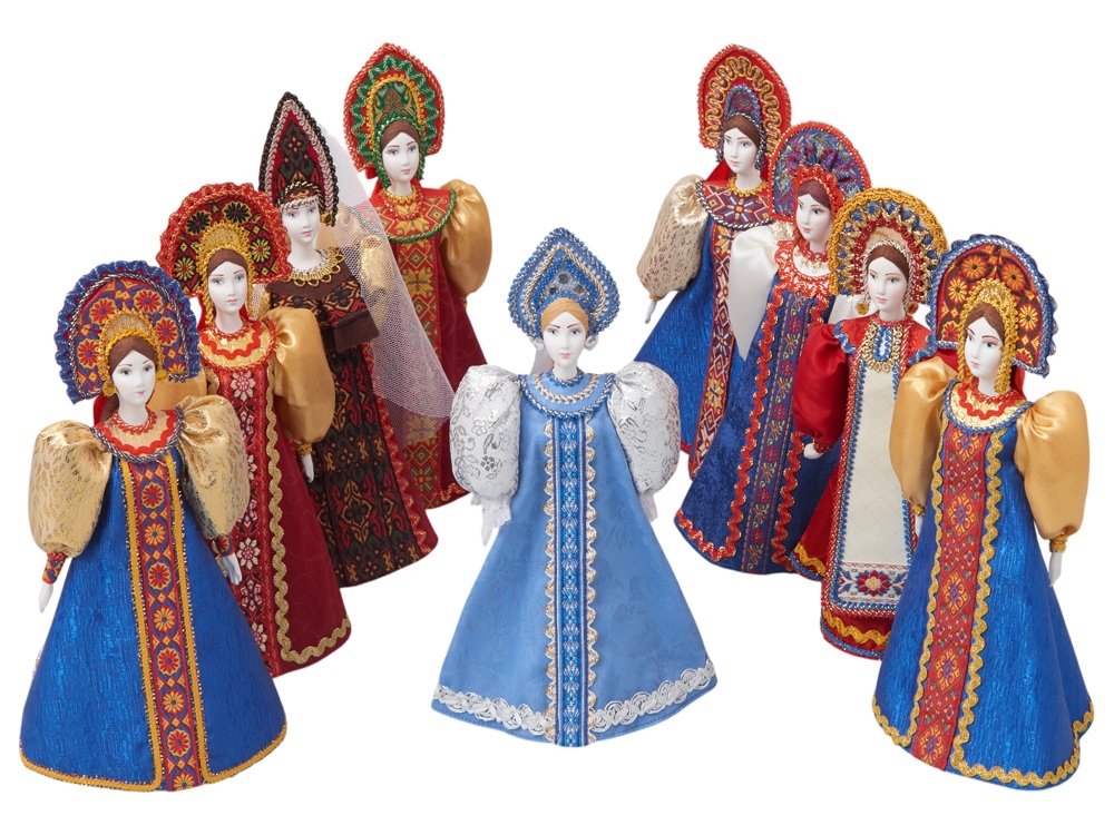 Подарочный набор: кукла фарфоровая, мед, голубой-5