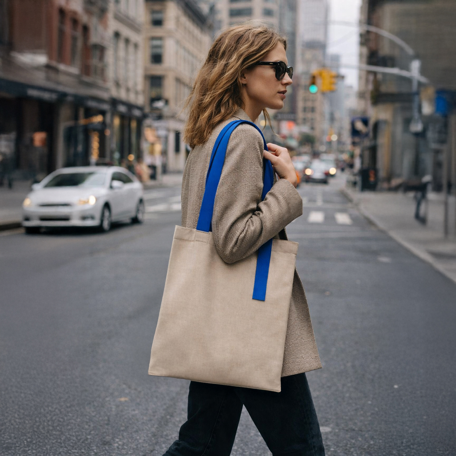 Шоппер Superbag Light, с внутренним креплением (полукольцо) (неокрашенный с синим)-3