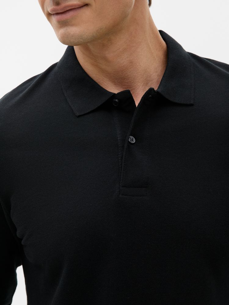 Рубашка поло мужская с длинным рукавом Perfect LSL Men, черная-3