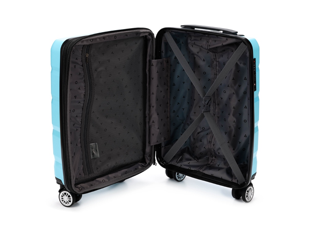 Чемодан TORBER В Отпуск, бирюзовый, полипропилен, 33 х 22 х 53 см, 35 л-1