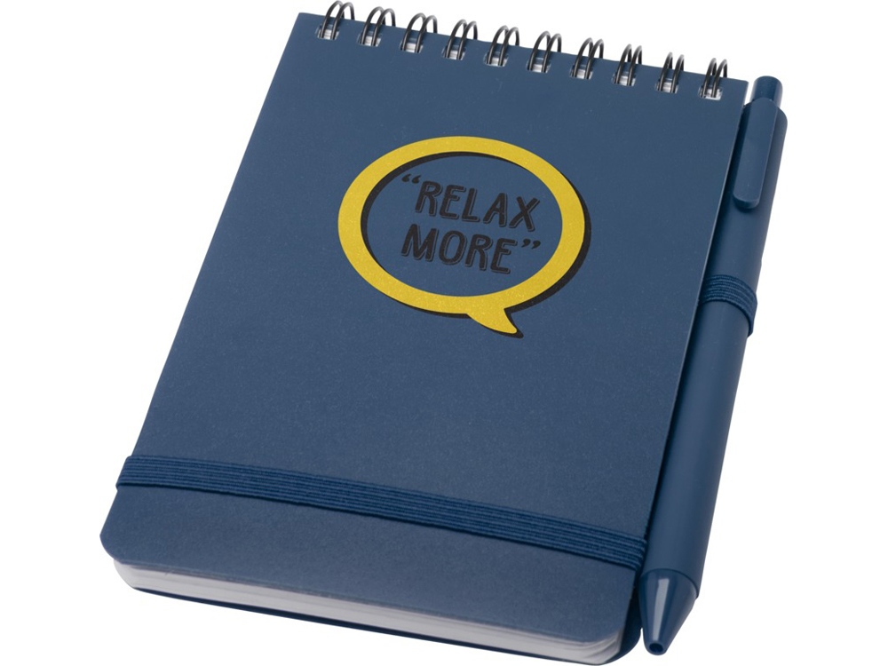 Блокнот Thalaasa формата А6 в твердой обложке из океанического пластика с шариковой ручкой - Синий-5