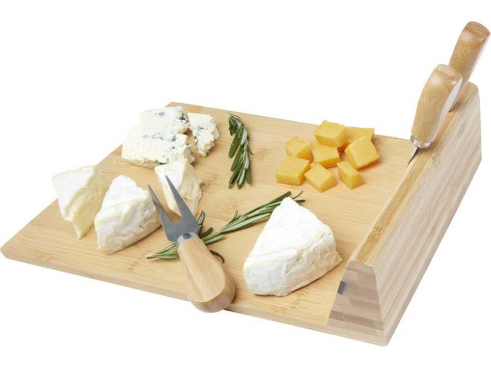 Mancheg Бамбуковая доска для сыра и инструменты, natural-3
