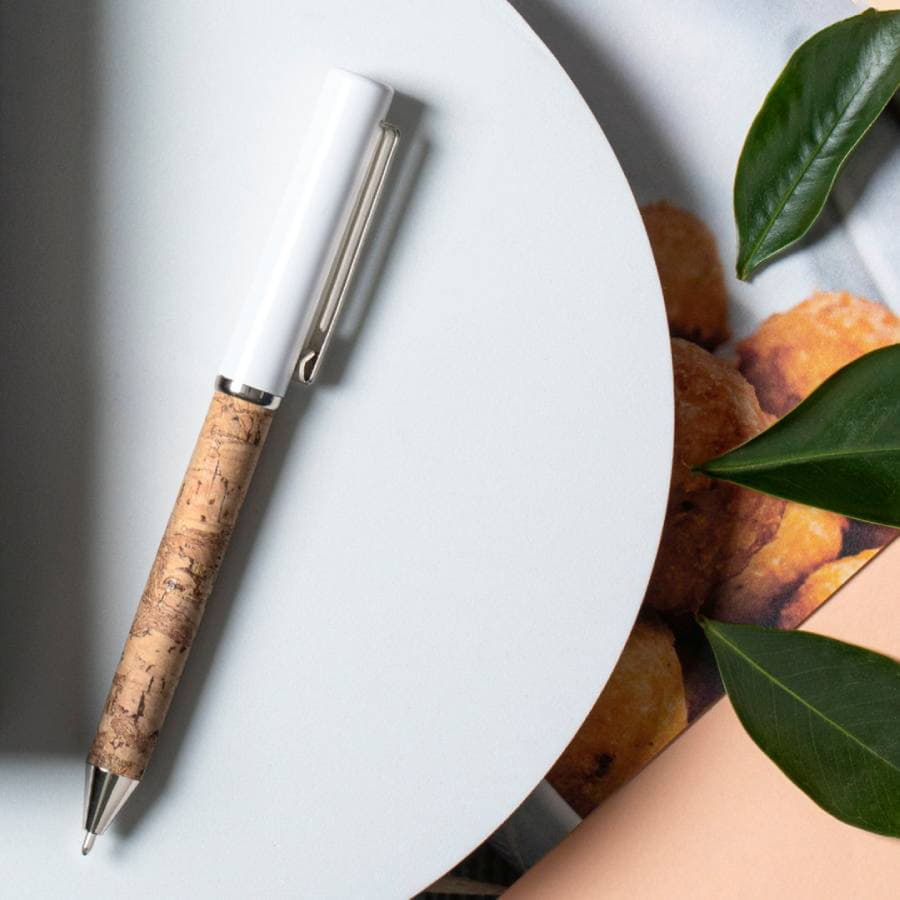 Ручка шариковая SILIAX, белый, натуральная пробка, металл, 13,7 см, белый-5