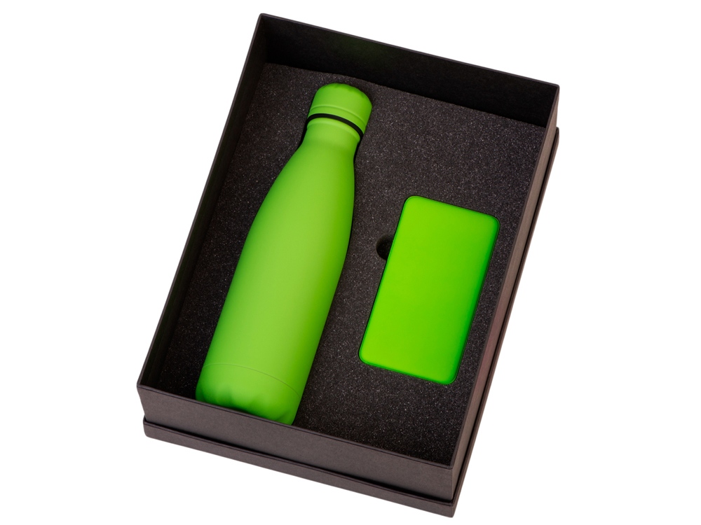 Подарочный набор с термобутылкой и повербанком С1, 5000 mAh, зеленое яблоко-1