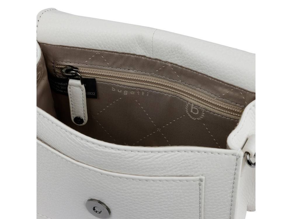Сумка через плечо женская BUGATTI Elsa, белая, воловья кожа/полиэстер, 18,5х8,5х14,5 см-4