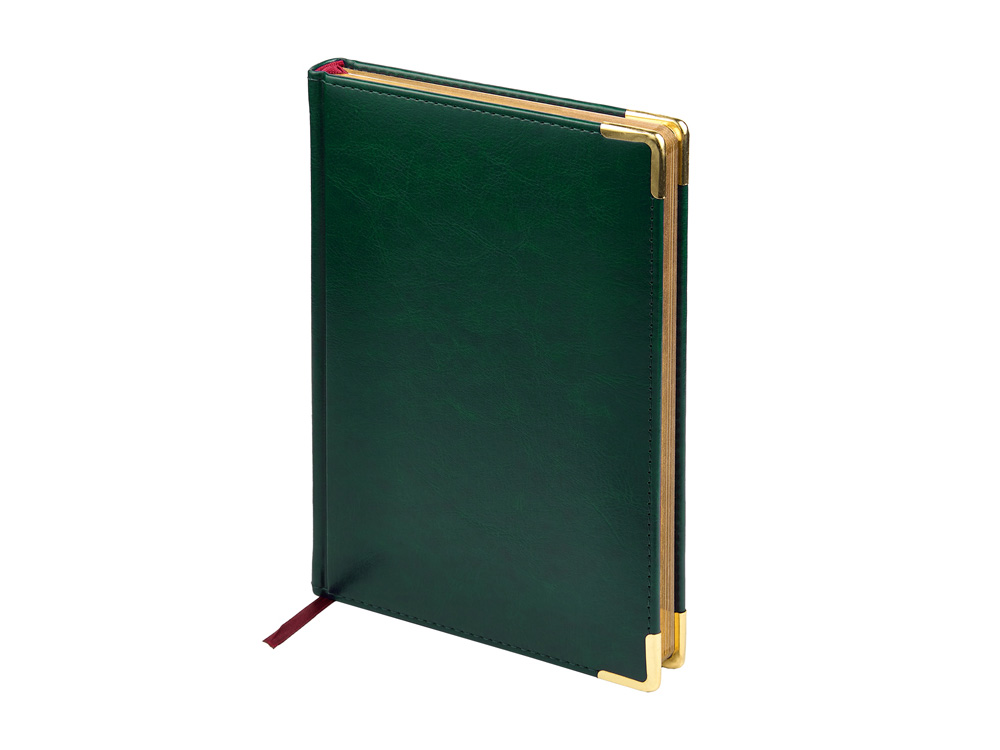 Ежедневник недатированный А5 Sidney Nebraska, зеленый (золотой обрез, золотые уголки)-0