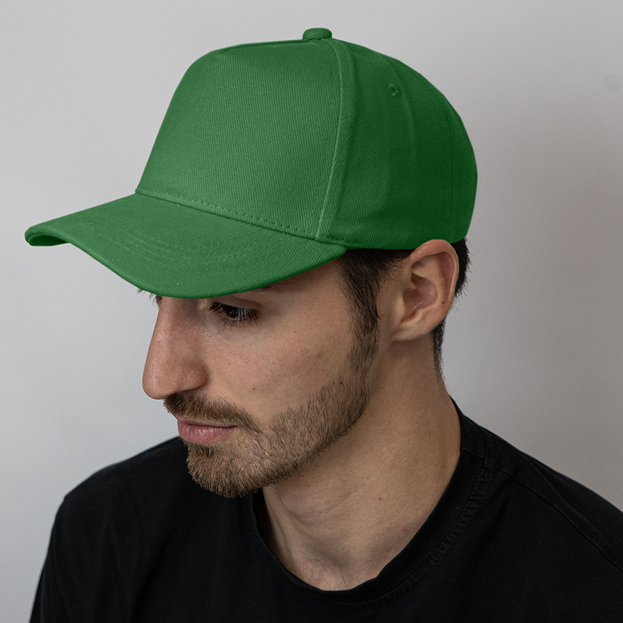 Бейсболка BOSTON, 5 клиньев, металлическая застежка, ярко-зелёный-1