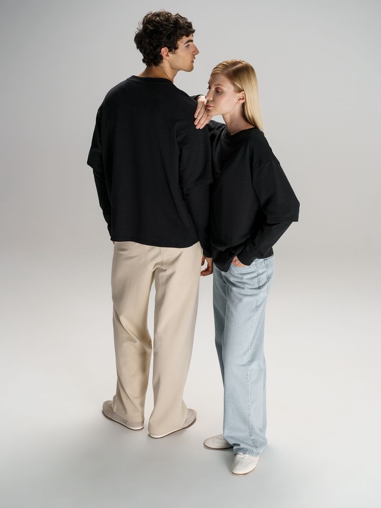 Футболка оверсайз с двойным рукавом Kosmos, черная-5