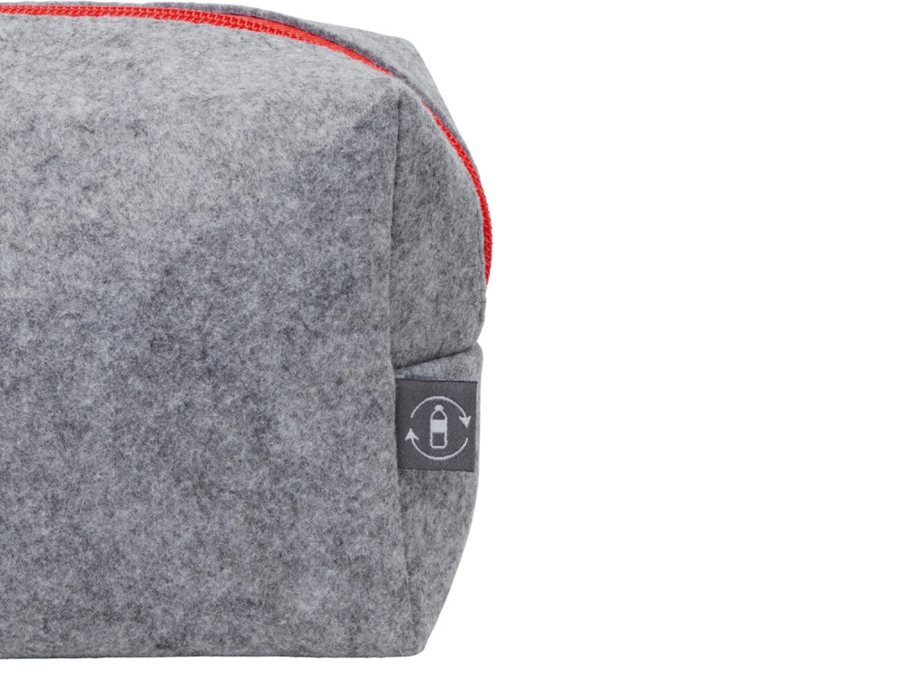 Органайзер для электроники и проводов Felt из RPET-фетра с ручкой, серый с красным-7