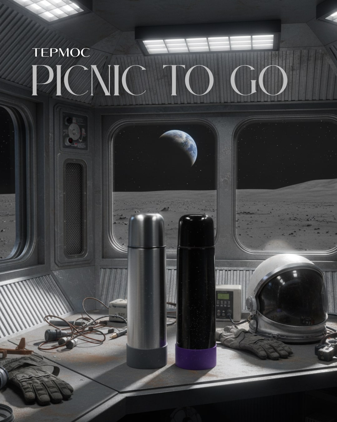 Термос Picnic Bright To Go, Чёрный/фиолетовый-1