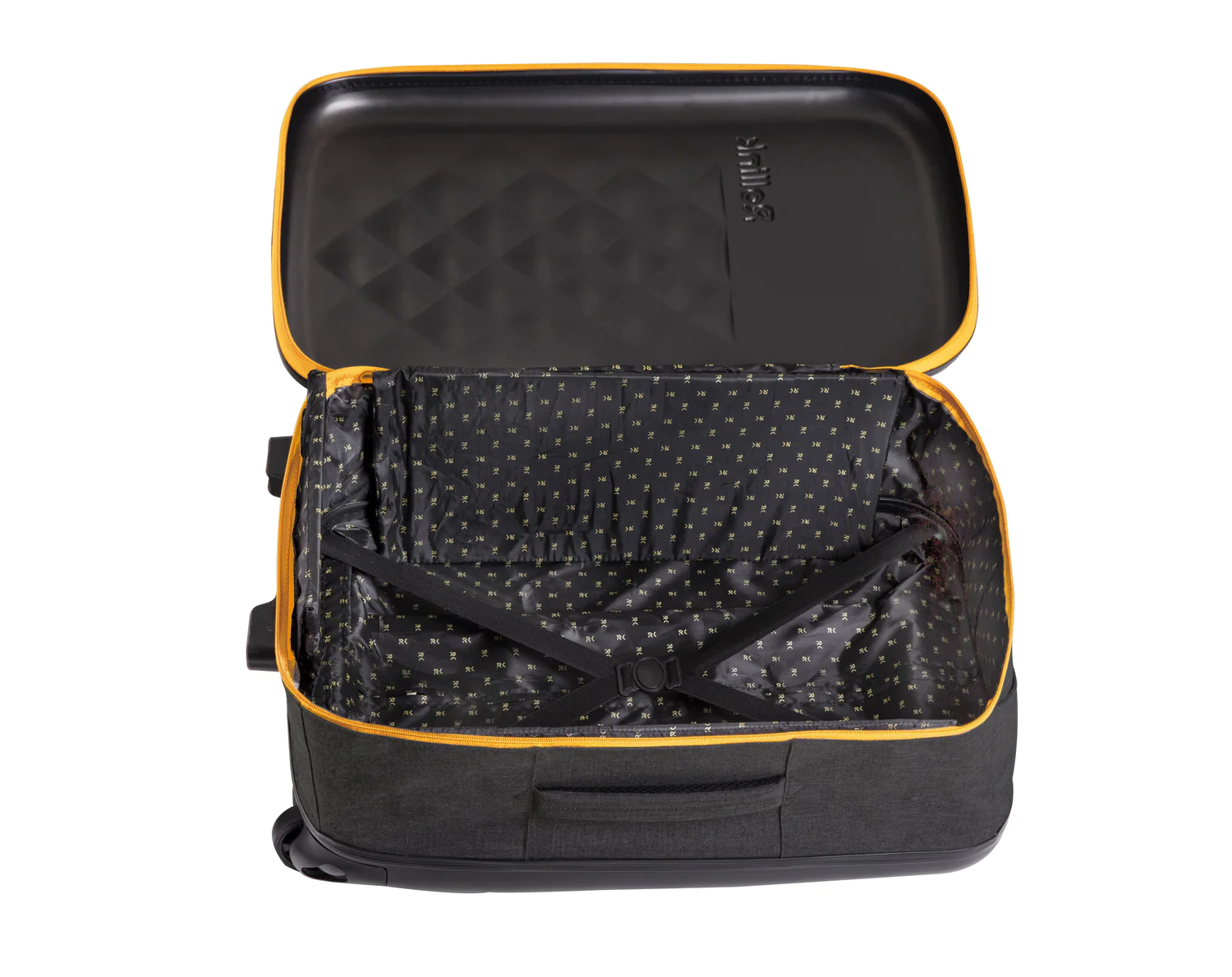 Чемодан складной Rollink Earth 55x40x20 см, 2 колеса, черный/оранжевый-12