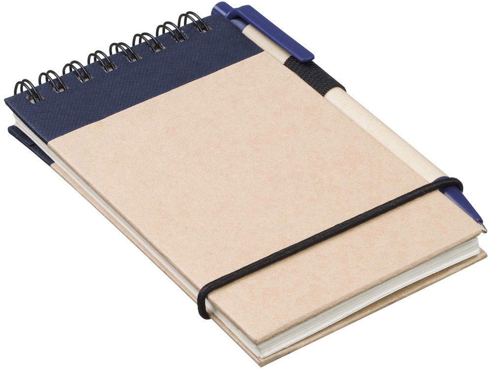 Блокнот А7 Zuse с ручкой шариковой, синий-0