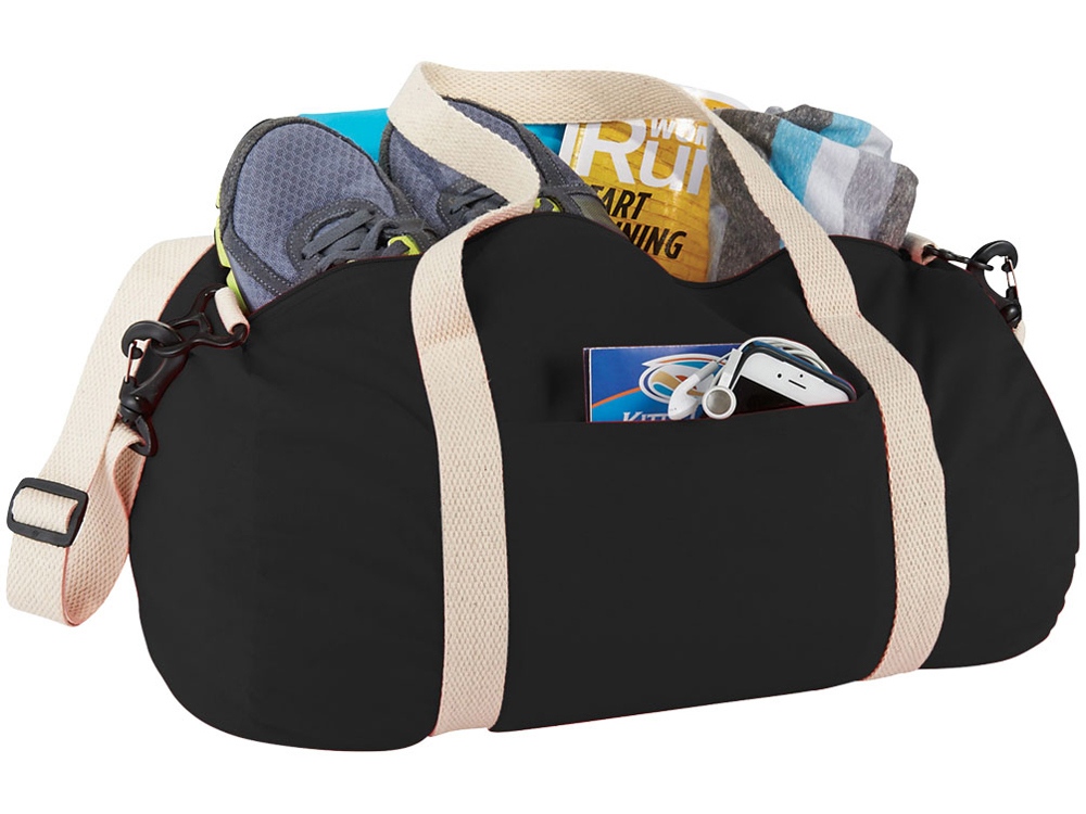 Хлопковая сумка Barrel Duffel, черный/бежевый-2
