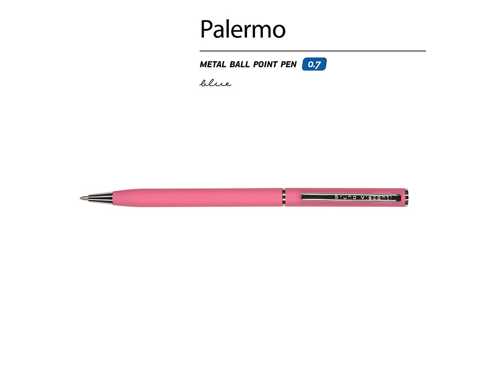 Ручка шариковая автоматическая BrunoVisconti® PALERMO цвет корпуса красный коралловый, soft-touch, 0.7 мм-1