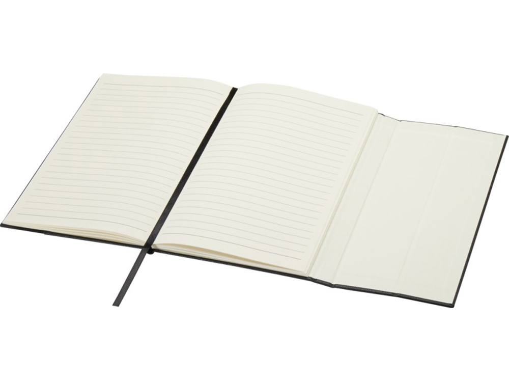 Блокнот Alejandra формата А5 с твердой обложкой из переработанной кожи - сплошной черный-4