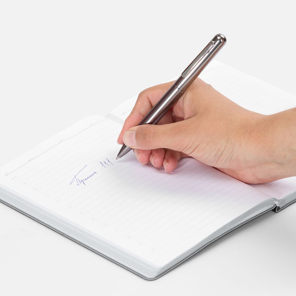 Ручка шариковая Scribo, серо-стальная-2