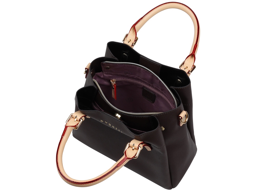 Сумка женская BUGATTI Ella, тёмно-коричневая, полиуретан, 27х12х23,5 см-2