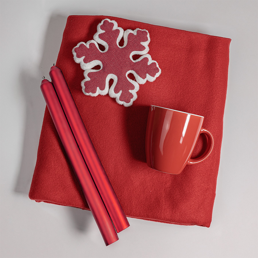 Набор подарочный MOOD: плед, кружка, игрушка, свечи; красный, красный-1