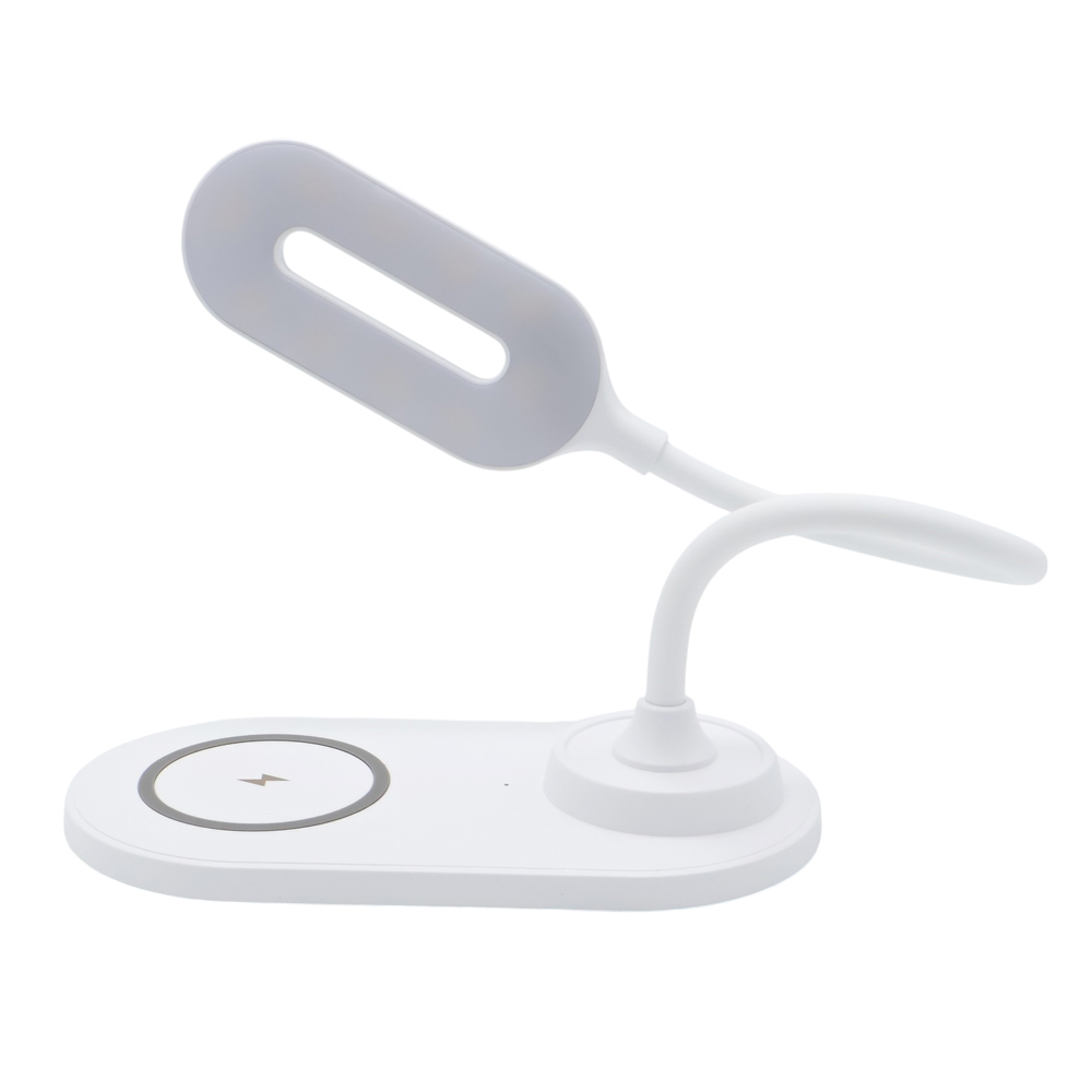 Настольная лампа с беспроводной зарядкой Duos, Белый-3