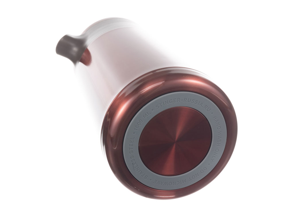 Термокофейник Stinger, 1,6 л, нержавеющая сталь, красный, 18 x 13,6 x 25,9 см-5