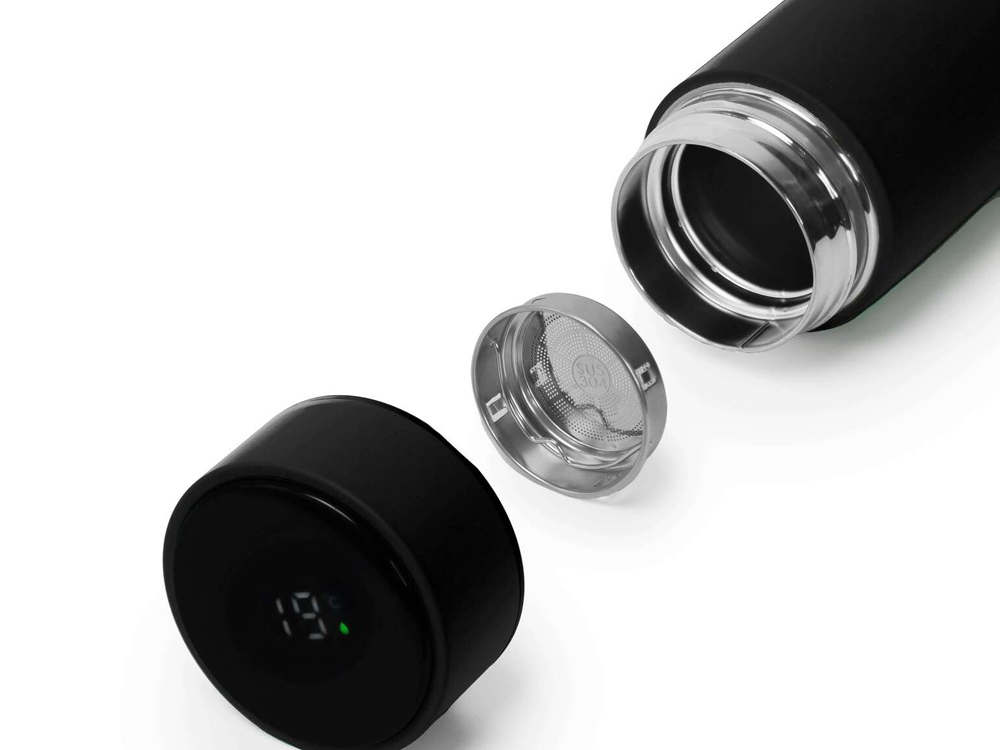 Термос FAMILY MARK LED, soft touch (Чёрный)-1