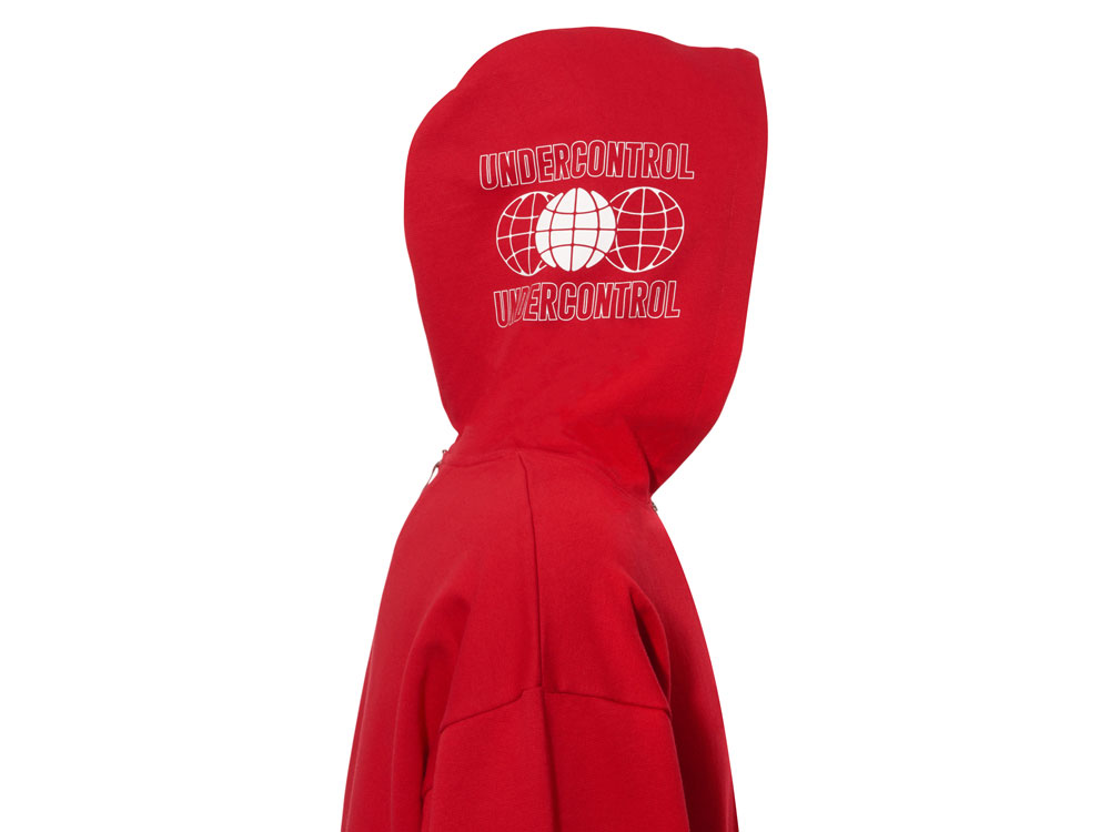 Толстовка оверсайз с капюшоном на молнии Monaco, красный, лейбл, бренд тайп и термотрансфер-2