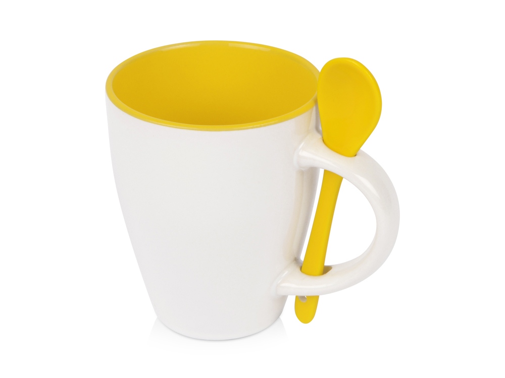 Кружка Авеленго с ложкой, белый/желтый-0