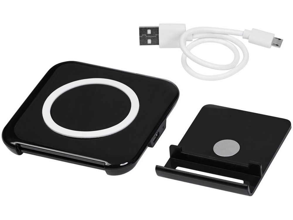 Беспроводная зарядка-подставка для смартфона Catena, черный-4