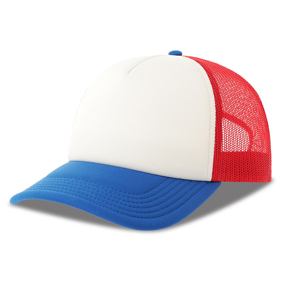 Бейсболка RAPPER-S, 5 клиньев, пластиковая застёжка, белый, красный, синий-0