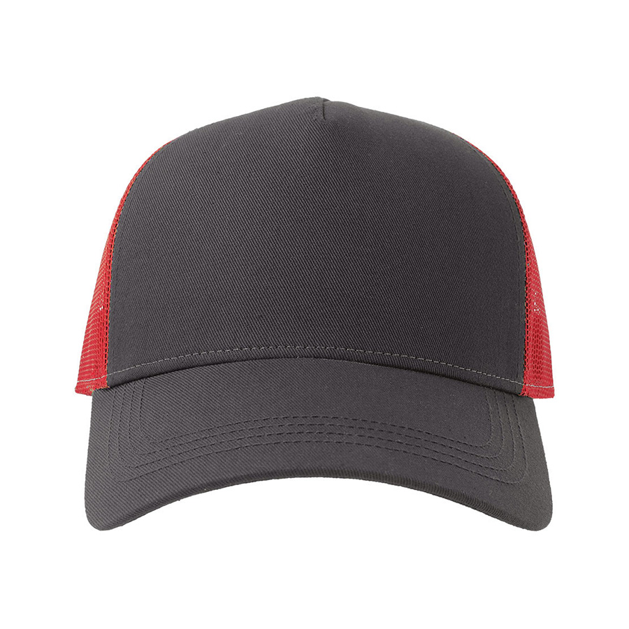 Бейсболка RAPPER COTTON-S, 5 клиньев, пластиковая застёжка, темно-серый, красный-2