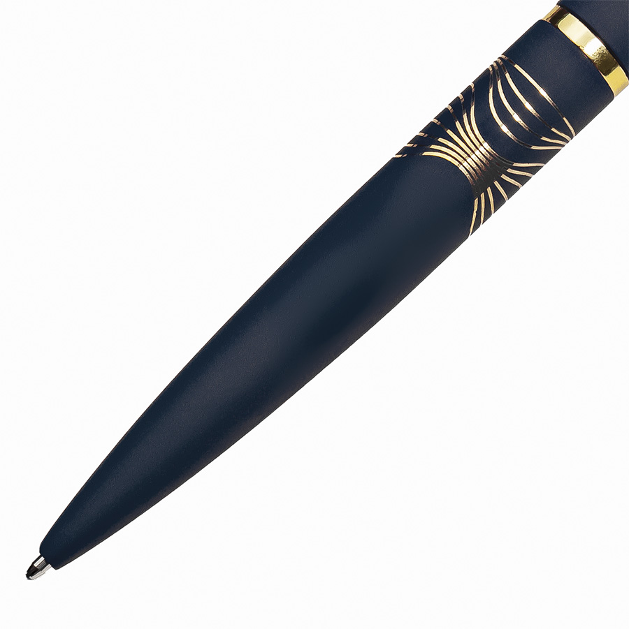 Ручка шариковая FARO, покрытие soft touch, синий, золотистый-7